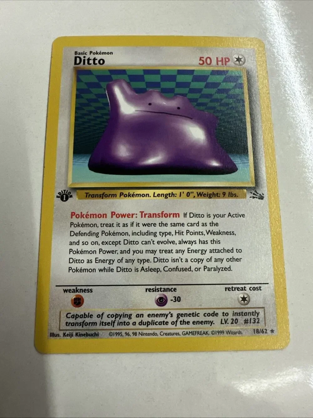 Ditto #18 Non-Holo 1st Edition Fossil 1999 Pokemon LP